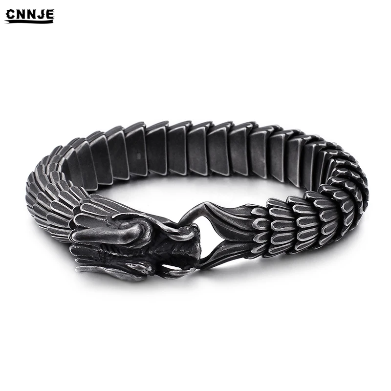 

2019 New Arrivals Wholesale 316L Stainless Steel Chain Link Dragon Wristband Bracelets, Gold;silver;black;colorful