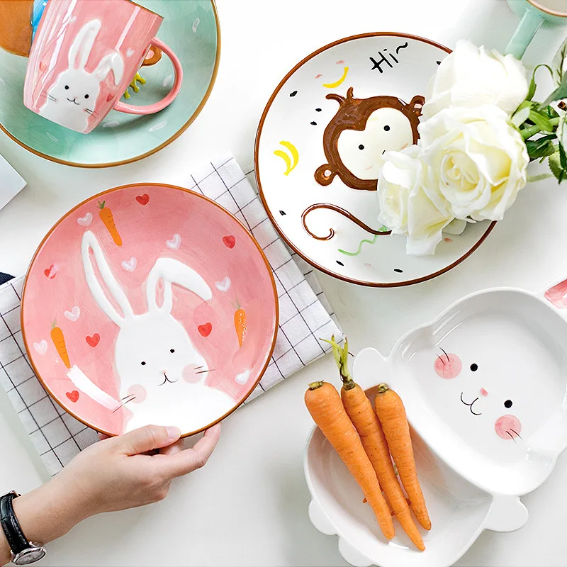 Zogift Creative Kids Cute Animal Print Dinnerware Children Ceramic