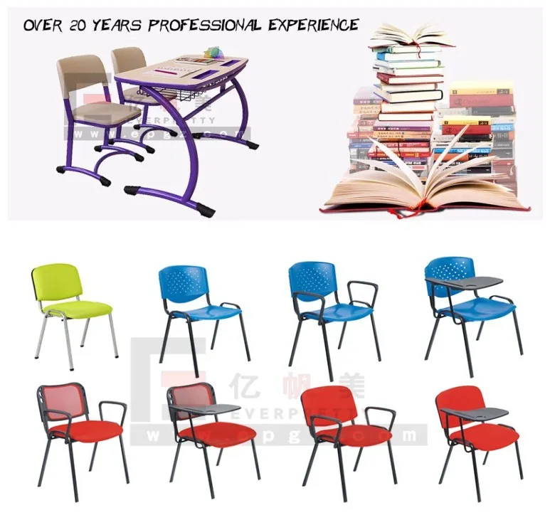 Lecture Hall Chair With Casters,Pp Student Chair With Tablet Arm For