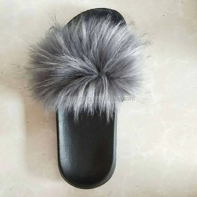 

Cheap faux fur slipper sandal for women