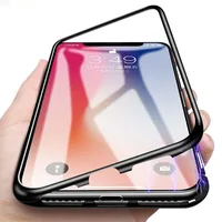 

Quality Assurance Tempered Glass cover Metal Magnetic Adorption Phone Case For iPhone X XS MAX XR