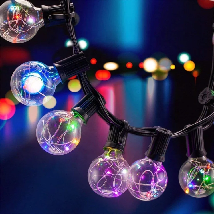 33FT G40 Multicolor LED Patio String Lights Weatherproof Outdoor String Lights with Remote for Garden Yard
