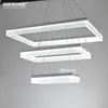 MEEROSEE Modern Rectangle Chandelier Led Pendant Light for High Ceiling MD5062-3R