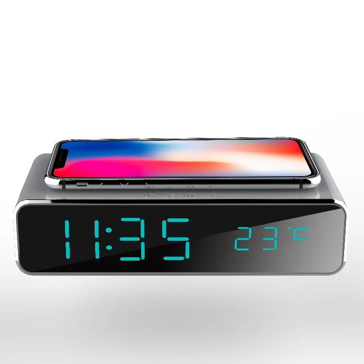 

10W lcd screen portable fast Qi wireless charger with clock