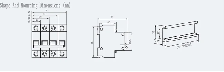 DZ47- 63 1P AC 1-63A 230V/400V 60A 1 Pole Miniature Air Circuit Breaker Mini Mcb single phase 60/63 Amp smart C63 Disjuntor