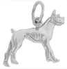high polished silver 3 dimensional boxer dog charm