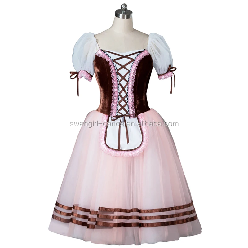 

hot sale brown giselle ballet dress girls performance coppelia dancing stage costume tutu dress BT8990, Photo color.