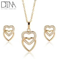 

DTINA 2019 zircon jewelry set love shape heart-shaped girls earrings necklace jewelry set