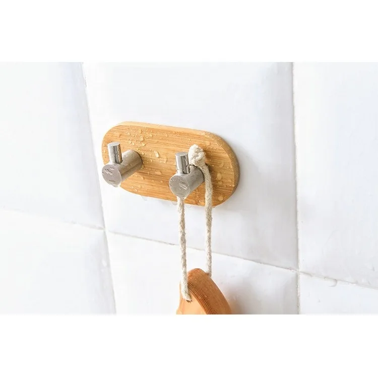 

Amazon Top Seller 2019 Hot Sale Home Decor Wall Mounted Heavy Duty Bamboo Wooden Decorative 3M Adhesive Wall Hook Hooks for Key, Yellow bamboo