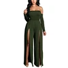 Hot Sale Off Shoulder High Split Club Wear One Piece Sexy Jumpsuit Women