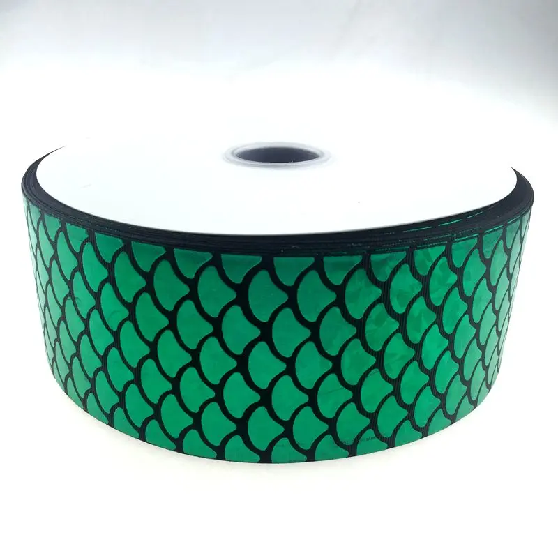 

wholesale 3 " green scale foil grosgrain ribbon for decoration or party, 196 colors