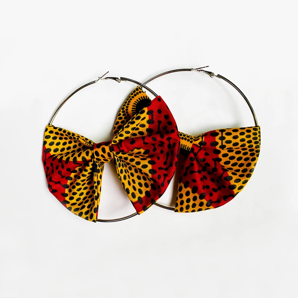 

Shenbolen Wholesale design big hoop earrings African kitenge round shape hoop earrings, As pics