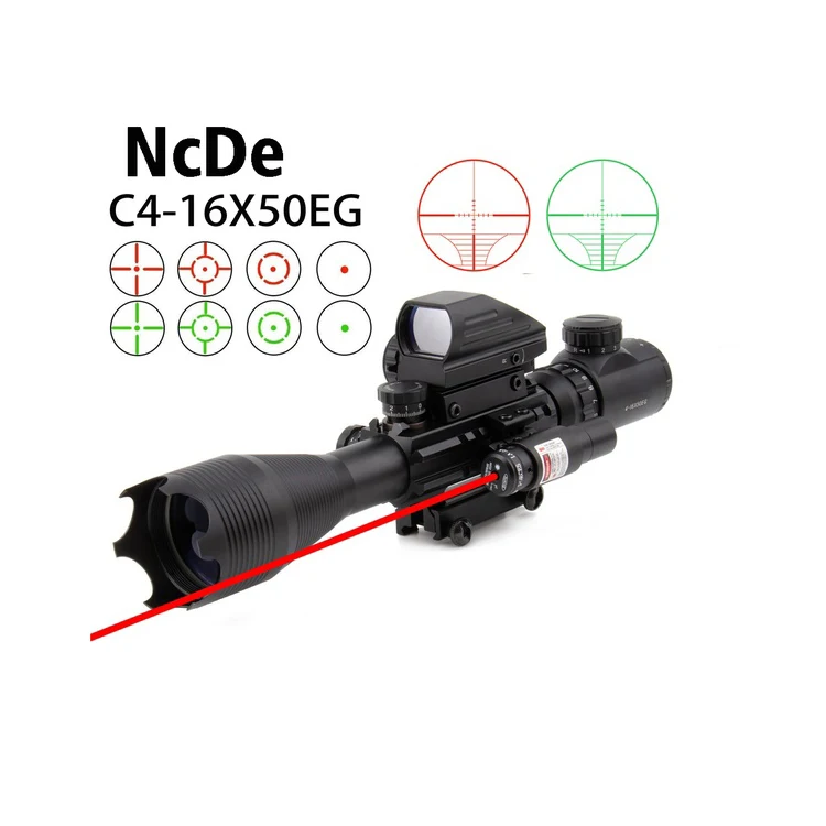 

Tactical Rifle Scope for AR15 C4-16x50EG Dual Illuminated with Holographic 4 Reticle Dot Sight and Red/Green