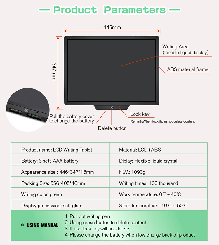 20 Inch Electronic Digital Lcd Display Chalk Mini Lcd Message Board