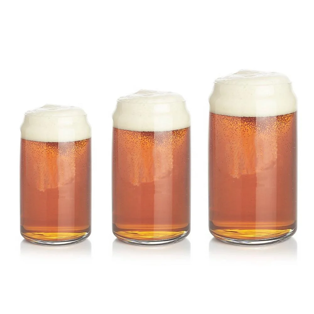 

Free sample wholesale promotional printed pint craft beer can shaped beer cans glasses beer glass can, Transparent clear