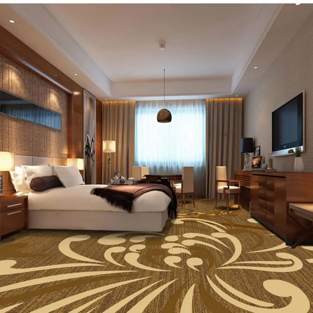 Luxury modern design Fire resistant hotel carpets 80% wool and 20% Nylon cut pile for Five star hotels usage
