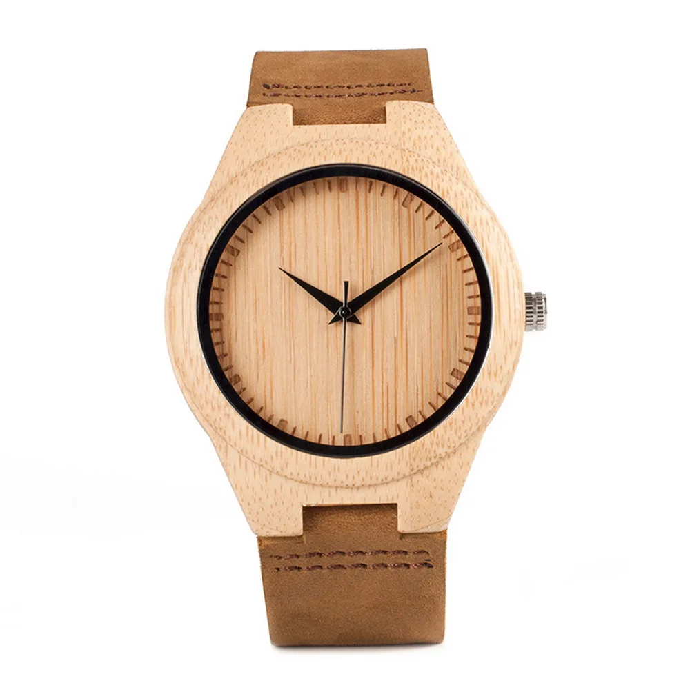 

Bamboo Wooden Japan Movt Leather Strap Quartz Mens Watch OEM Custom Simple Style  Wristwatch Brand Your Own Customize Logo, N/a