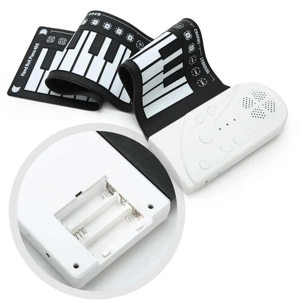 

Portable 49 Keys Flexible Roll Up Piano toy Electronic organ Soft Keyboard Piano Silicone Rubber Keyboard, White