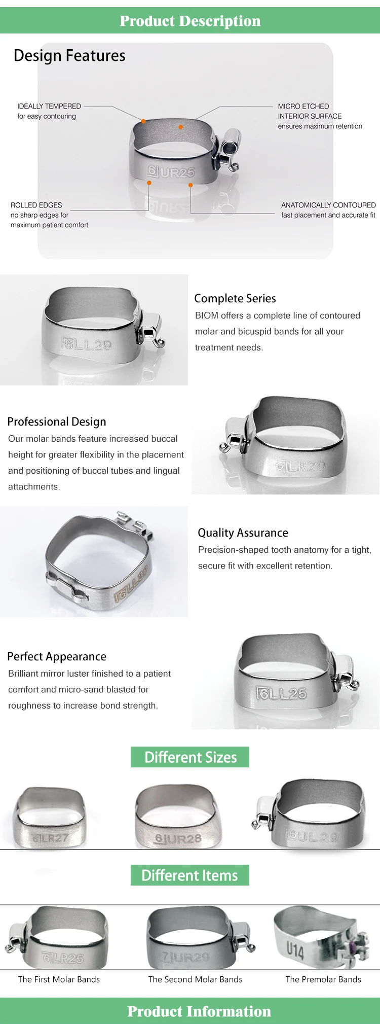 Orthodontic Teeth Rough Edgewise Molar Bands With Lingual,Ortho