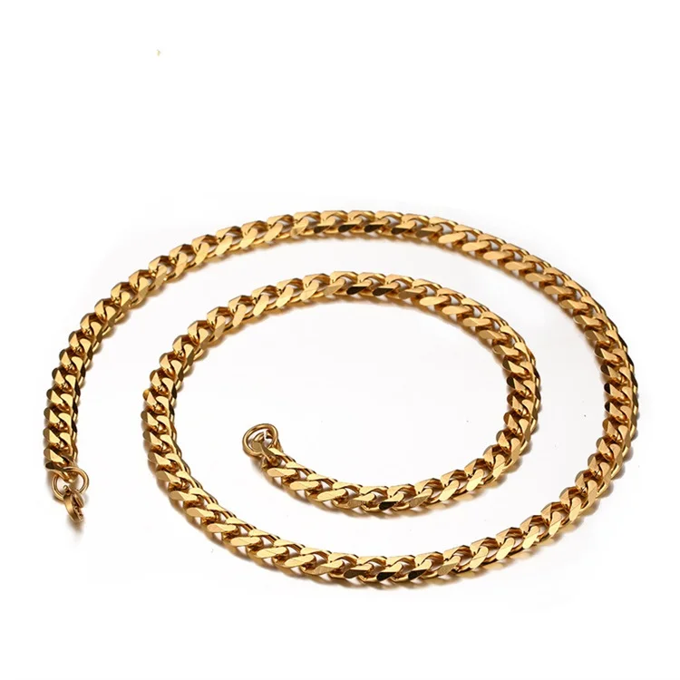 

DY Wholesale stainless steel gold plated thick chain necklace for men