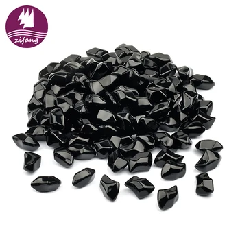 Black Crystal Glass Pebbles Stone For Fire Pits Burn View Glass