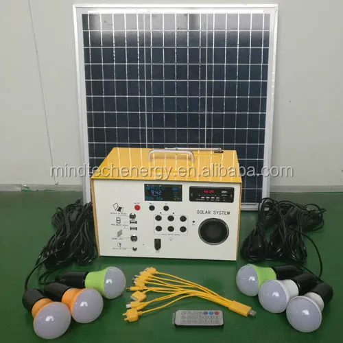 Factory price 48W 12V LED lights small home solar power system with LCD screen