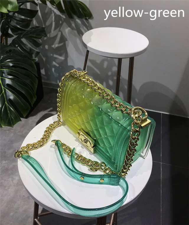 
2018 Elegant Solid Color Lingge Jelly Bag Women Locks Shoulder Messenger Bag Fashion Gold Chains Women Handbag Channel Louis Bag 