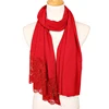women plain polyester shawls lace margin and crumple design cotton lace scarf