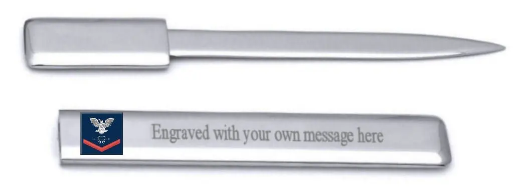 U.S Navy Red E-4 Sonar Technician ST Engraved Letter Opener