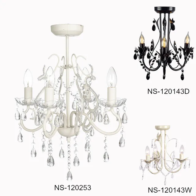 Shabby Chic Five Way Semi Flush Ceiling Pendant Chandelier Light