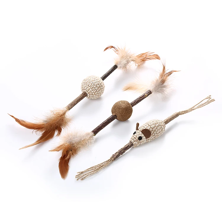 Cat Catnip Stick Toys Matatabi Kitty Interactive Toys With Sisal Mouse