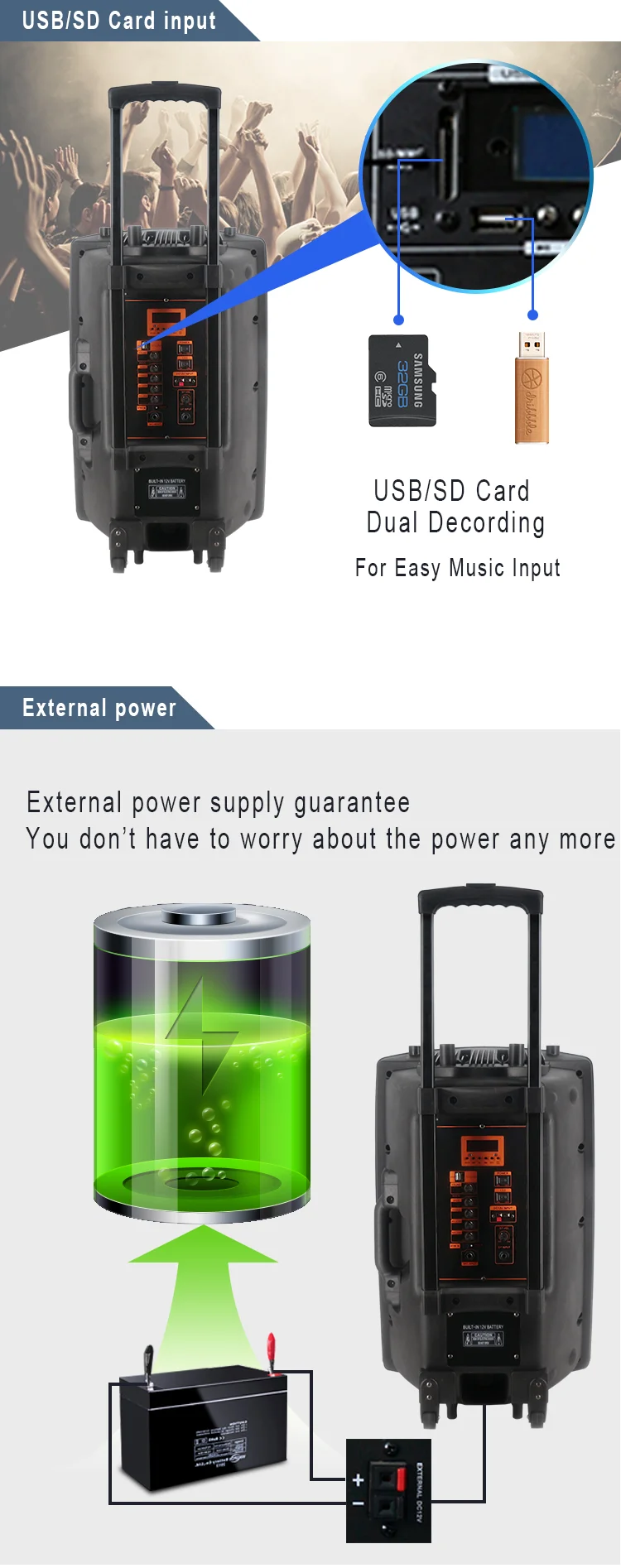 Usb Pa System Speaker Box Waterproof Karaoke 15 Inch Speaker Woofer