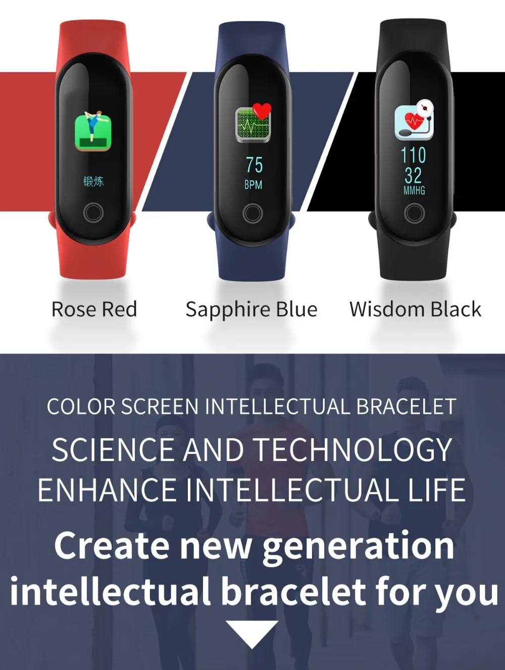 2018 New Heart Rate Bluetooth Fitness Tracker Ce Rohs Smart Bracelet