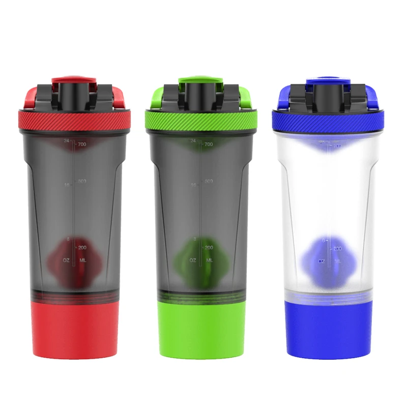 

RTS 720ml 25oz Hot Selling PP Plastic Protein Shaker Sports Bottle With Storage Container, Cutomized pantone color