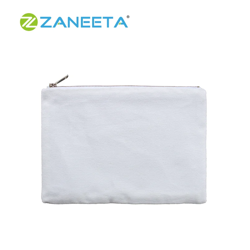 

Sublimation Cosmetic Bag Canvas Makeup Bag with Metal Zipper, White