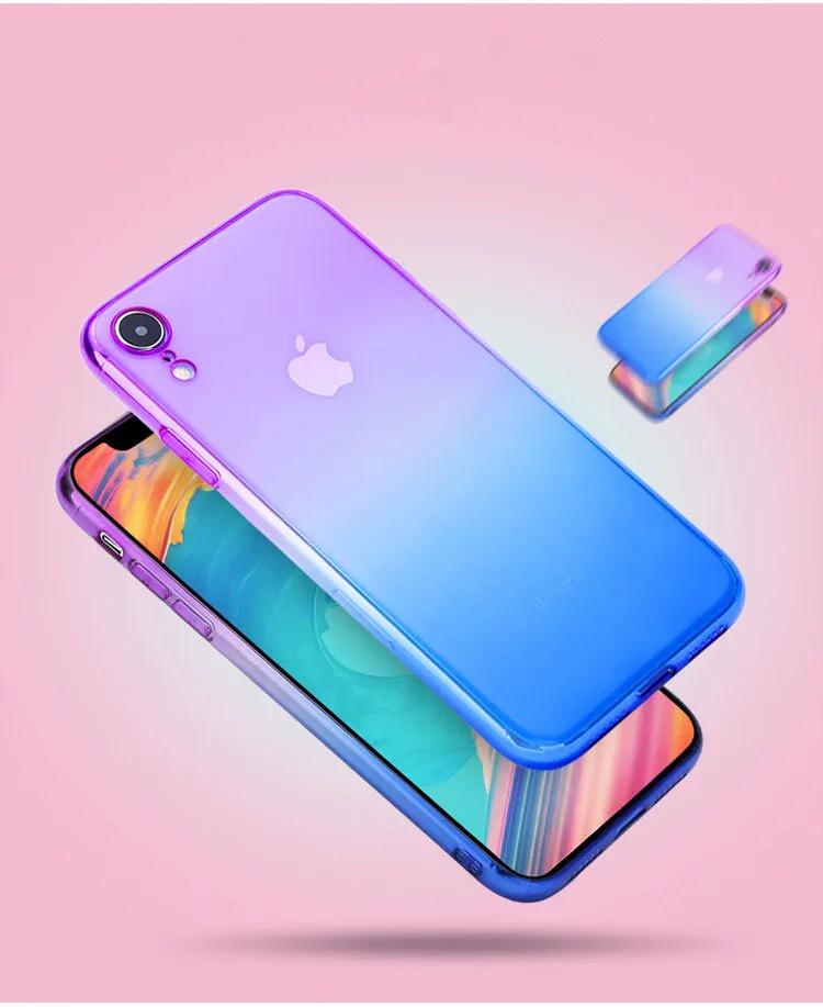 Colorful Soft TPU Gradient Phone Case For iPhone XR XS MAX