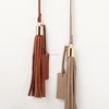 manufacturer custom size wholesale leather fringe tassel key chain gold metal bag leather tassels with tag