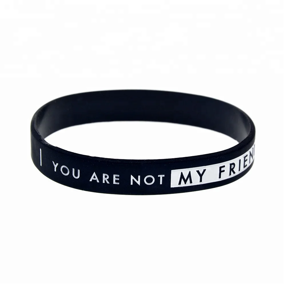 

50PCS You are My Brother You are not My Friend Silicone Wristband Promotion Gift, White, black