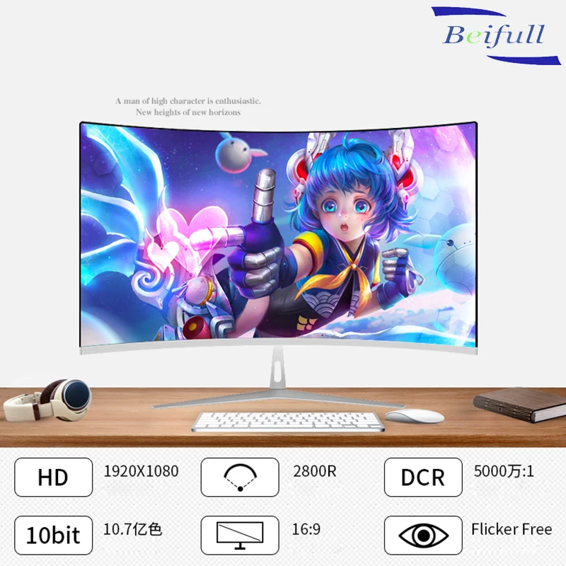 Hot Ultra Thin Full HD 1K IPS Panel LED Curved Frameless computer Monitor 21.5