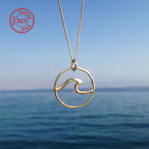 

sterling silver Wave Necklace summer beach wave jewelry surfer girl necklace