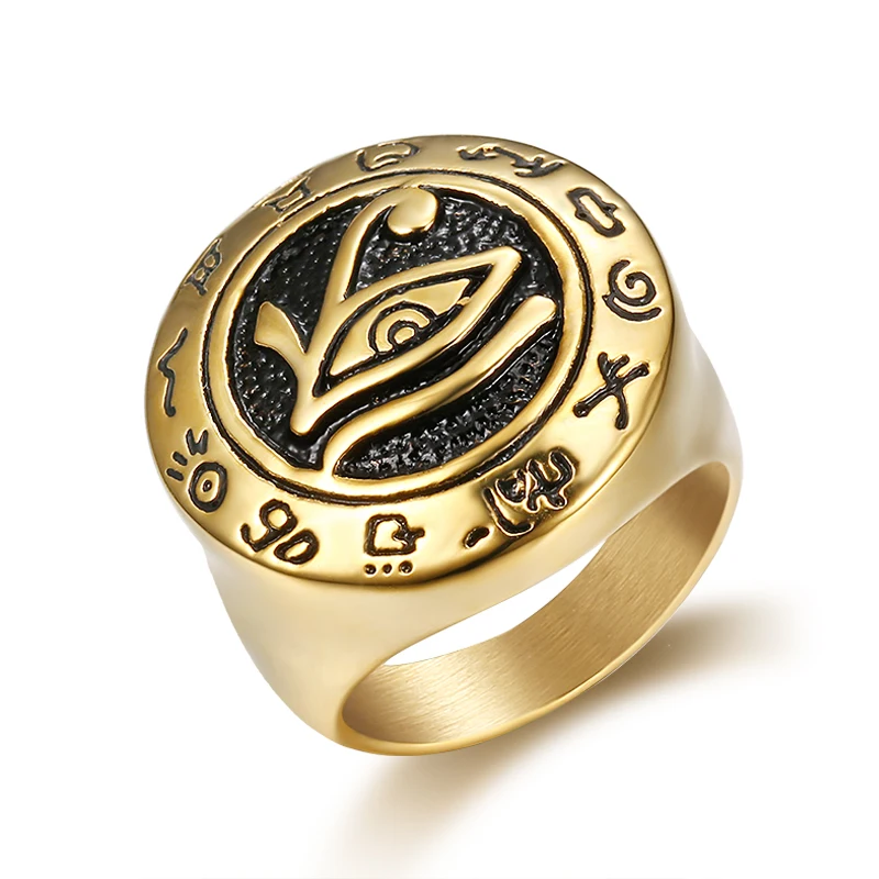 

Punk 316L Stainless Steel God Eye of Horus Vintage Rock Silver/Gold Color Personality Pattern Ring for Men Fashion Jewelry