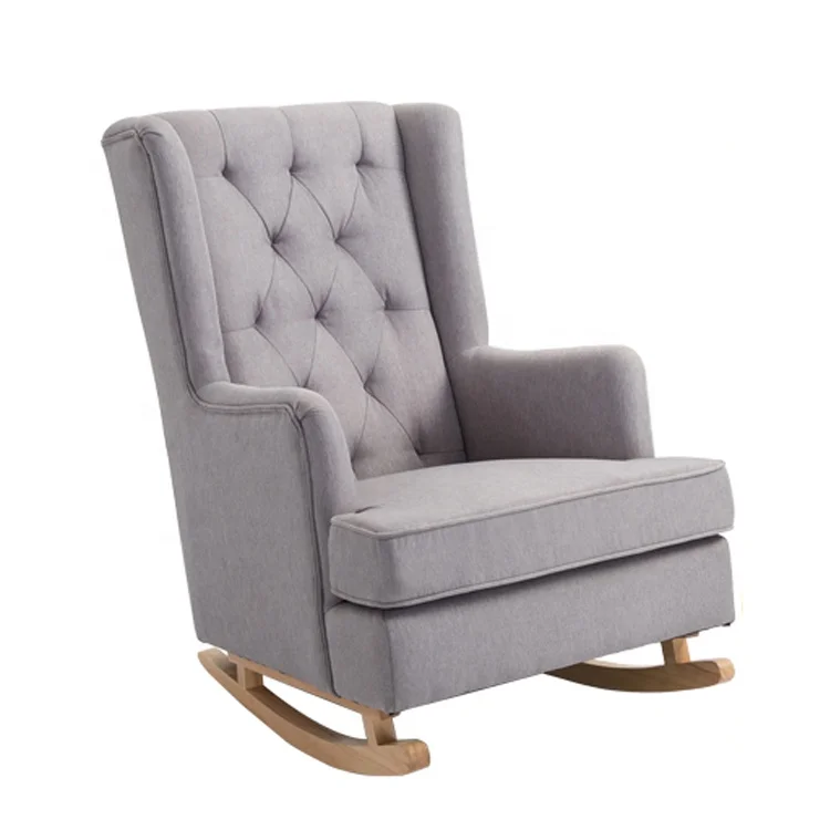 
Cheap Price Modern Elderly Solid Wooden Furniture Leisure Lounge Sofa Fabric Rocking Chair 