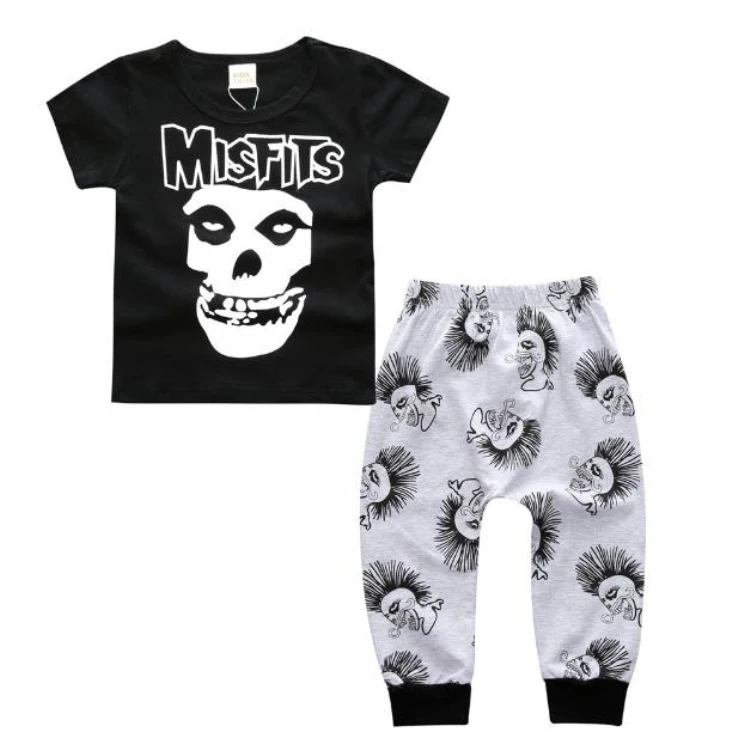 

Baby Kids Cotton Clothes Set Cartoon Casual Kids Summer Clothing Set, Black