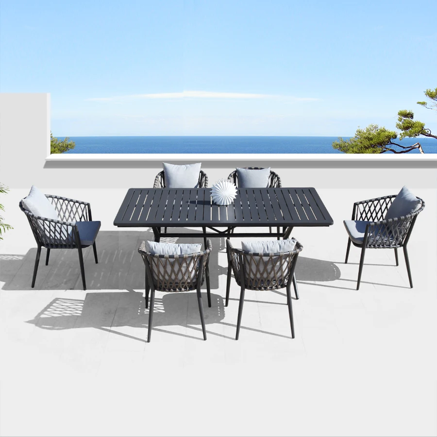 6 Seat Garden Chair And Table Aluminum Outdoor Garden Sets Furniture