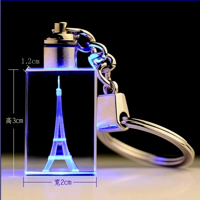 Wholesale Gift 3d laser engraving crystal glass keychain/glass Keyholder