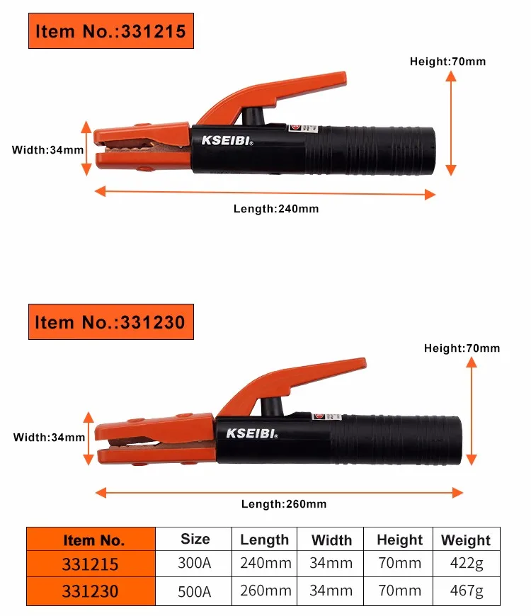 Aerican Type Electrode Holder 300A/500A/800A Full Brass - Welding Electrode, Welding Holder