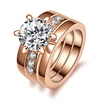 Rose Gold Wedding Jewelry Rings Set Include 3 Pieces Rings With Austrian Crystal Stellux Cubic Zirconia ring Women
