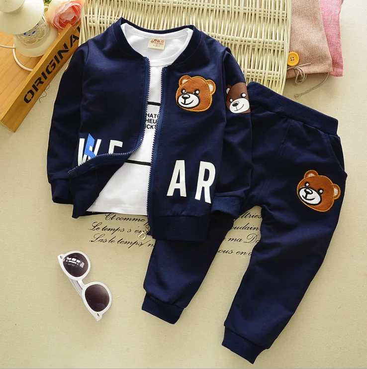 

3pcs Kids Baby Boy Girl Cartoon Hoody Coat+T shirt+Pants Outfit Set Clothes