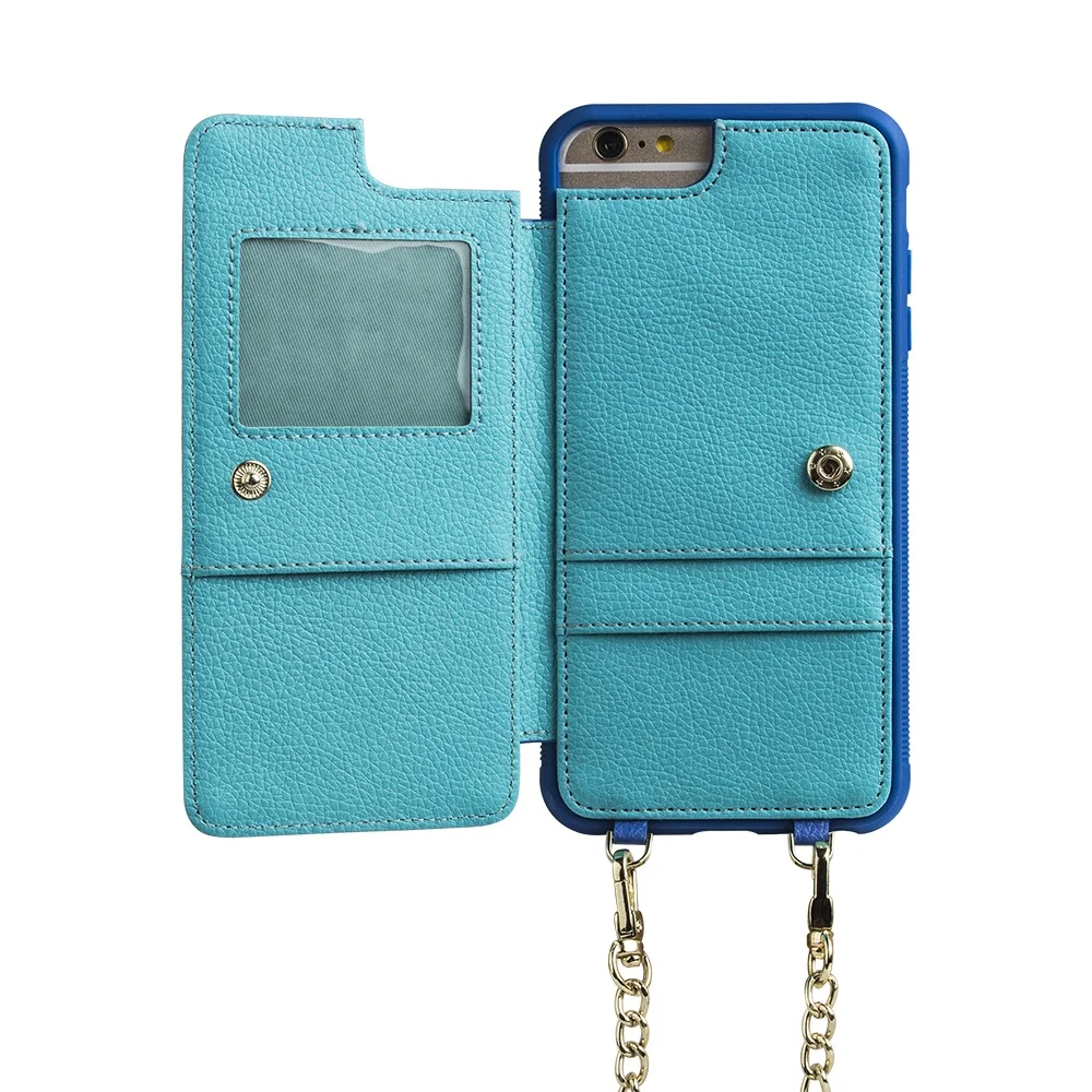 

High Quality PU Leather Crossbody Wallet Cell Phone Case with Shoulder Strap Mobile Phone Cover for Iphone 6,7,8,6P,7P,8P