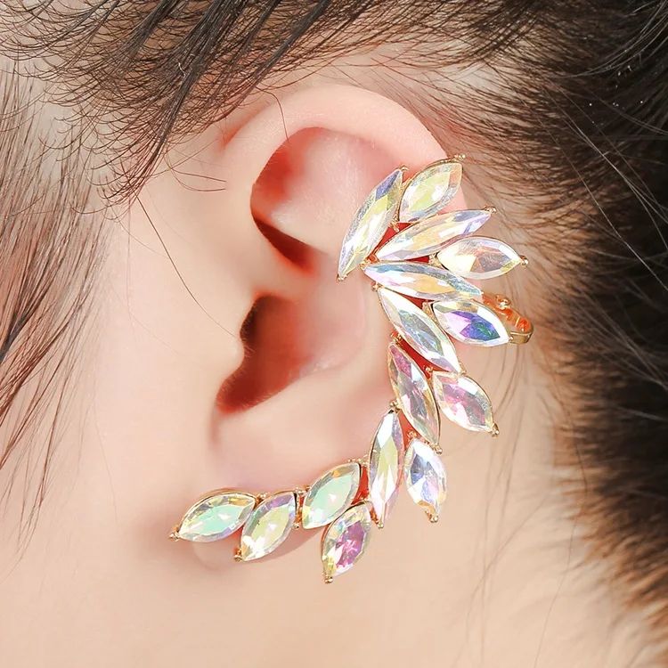 

2019 new arrivals Versatile personality ear cuff Coloured zircon clip on earrings, N/a